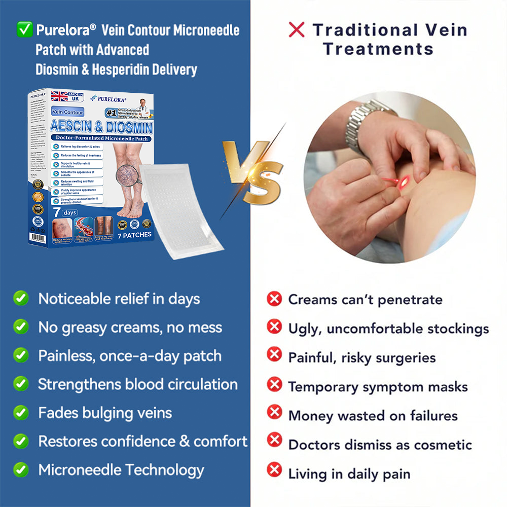 𝐏𝐮𝐫𝐞𝐥𝐨𝐫𝐚® 𝐃𝐢𝐨𝐬𝐦𝐢𝐧 & 𝐀𝐞𝐬𝐜𝐢𝐧 𝐕𝐞𝐢𝐧 𝐂𝐨𝐧𝐭𝐨𝐮𝐫 𝐌𝐢𝐜𝐫𝐨𝐧𝐞𝐞𝐝𝐥𝐞 𝐏𝐚𝐭𝐜𝐡 🌿𝟕-𝐃𝐚𝐲 𝐕𝐢𝐬𝐢𝐛𝐥𝐞 𝐑𝐞𝐬𝐮𝐥𝐭𝐬 𝐟𝐨𝐫 𝐕𝐚𝐫𝐢𝐜𝐨𝐬𝐞 𝐕𝐞𝐢𝐧𝐬 - 𝐀𝐝𝐯𝐚𝐧𝐜𝐞𝐝 𝐇𝐞𝐫𝐛𝐚𝐥 𝐁𝐥𝐞𝐧𝐝 𝐓𝐚𝐫𝐠𝐞𝐭𝐬 𝐒𝐩𝐢𝐝𝐞𝐫 𝐕𝐞𝐢𝐧𝐬 & 𝐑𝐞𝐥𝐢𝐞𝐯𝐞𝐬 𝐇𝐞𝐚𝐯𝐲, 𝐓𝐢𝐫𝐞𝐝 𝐋𝐞𝐠𝐬🦵