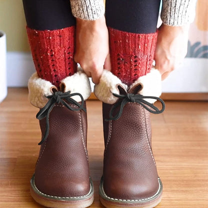 🔥Last Day 70% OFF - Waterproof Wool Lined Leather Orthopaedic Snow Boots