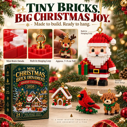 🎄🧱 SVOZK® Build & Hang Christmas Countdown – 24 Mini Holiday Brick Ornaments