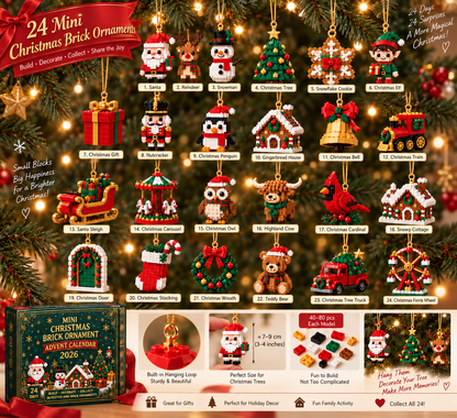 🎄🧱 SVOZK® Build & Hang Christmas Countdown – 24 Mini Holiday Brick Ornaments