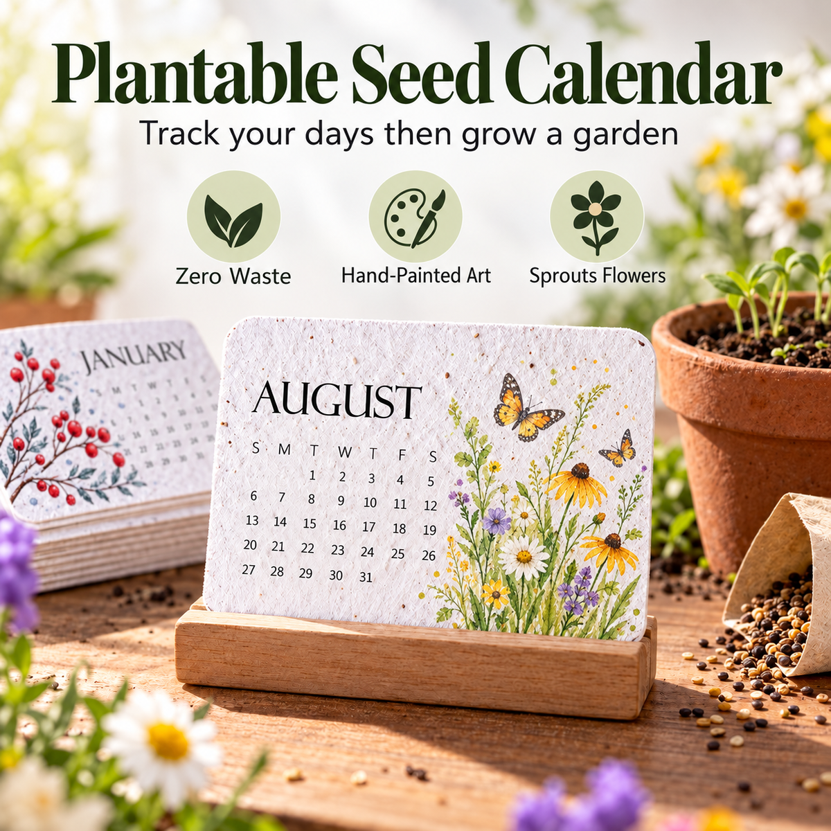 🎁 🇬🇧 2027 Plantable Seed Paper Calendar — Use It, Then Grow It 📅
