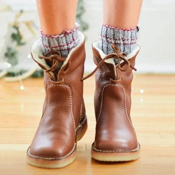 🔥Last Day 70% OFF - Waterproof Wool Lined Leather Orthopaedic Snow Boots