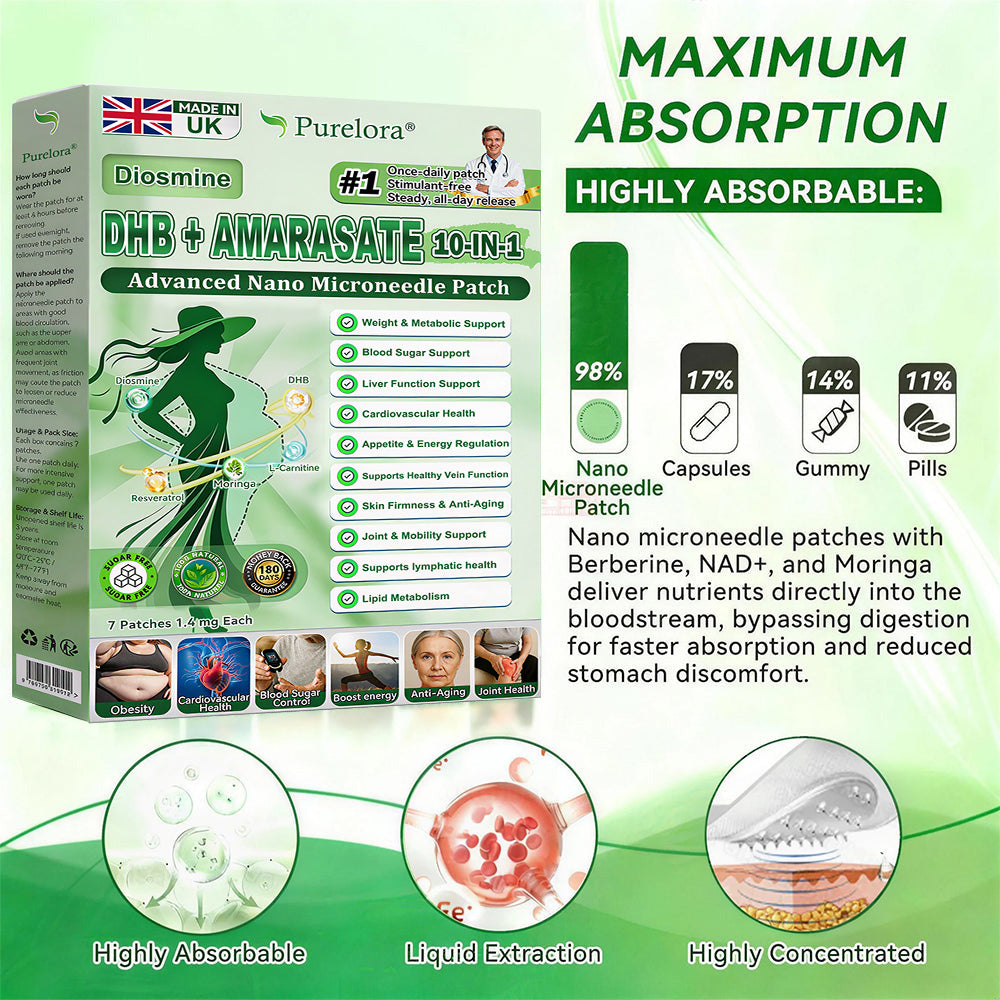 <𝐍𝐞𝐰 𝐈𝐦𝐩𝐫𝐨𝐯𝐞𝐝 𝐅𝐨𝐫𝐦𝐮𝐥𝐚🔥> 𝐏𝐮𝐫𝐞𝐥𝐨𝐫𝐚® 𝐌𝐞𝐭𝐚𝐛𝐨𝐥𝐢𝐜 𝐌𝐚𝐭𝐫𝐢𝐱 – 𝐃𝐇𝐁 + 𝐀𝐦𝐚𝐫𝐚𝐬𝐚𝐭𝐞 𝟏𝟎-𝐢𝐧-𝟏 𝐍𝐚𝐧𝐨 𝐌𝐢𝐜𝐫𝐨𝐧𝐞𝐞𝐝𝐥𝐞 𝐏𝐚𝐭𝐜𝐡 ✅𝐓𝐚𝐜𝐤𝐥𝐞𝐬 𝐨𝐛𝐞𝐬𝐢𝐭𝐲, 𝐥𝐨𝐨𝐬𝐞 𝐬𝐤𝐢𝐧, 𝐝𝐢𝐚𝐛𝐞𝐭𝐞𝐬, 𝐬𝐥𝐞𝐞𝐩 𝐢𝐬𝐬𝐮𝐞𝐬, 𝐣𝐨𝐢𝐧𝐭 𝐩𝐚𝐢𝐧, 𝐚𝐧𝐝 𝐬𝐮𝐩𝐩𝐨𝐫𝐭𝐬 𝐯𝐞𝐢𝐧 & 𝐥𝐲𝐦𝐩𝐡𝐚𝐭𝐢𝐜 𝐜𝐢𝐫𝐜𝐮𝐥𝐚𝐭𝐢𝐨𝐧