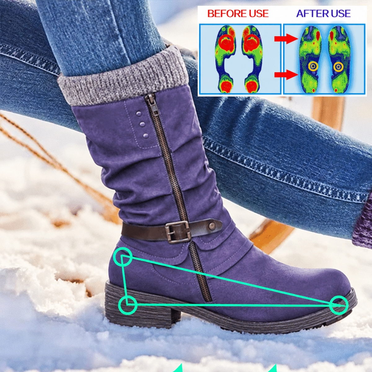 🔥 LAST DAY – 80% OFF 🔥 Women’s Winter Boots with Orthopaedic Support, Knitted Collar & Warm Wool Lining