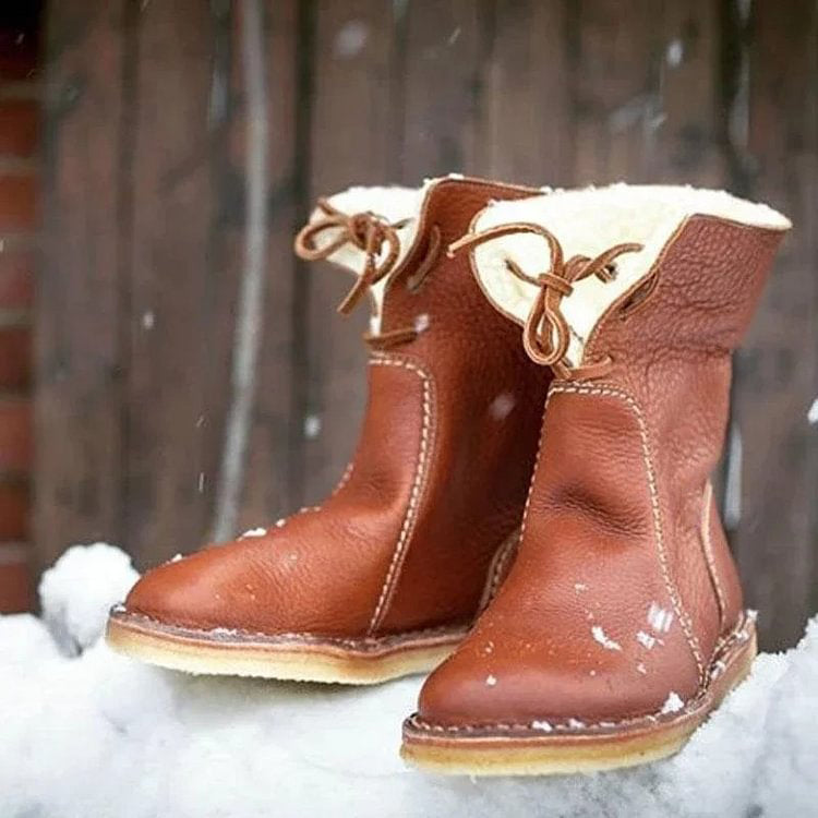 🔥Last Day 70% OFF - Waterproof Wool Lined Leather Orthopaedic Snow Boots